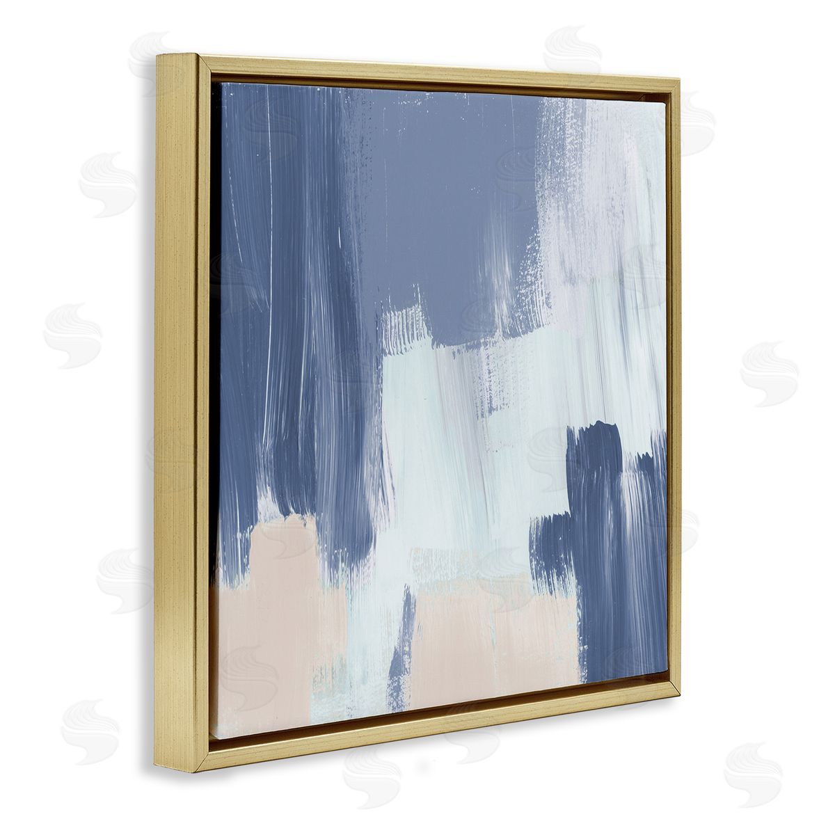 Restless Blue Mind Abstract Gold Floating Frame Canvas Wall Art, Home Decor by Lucille Price