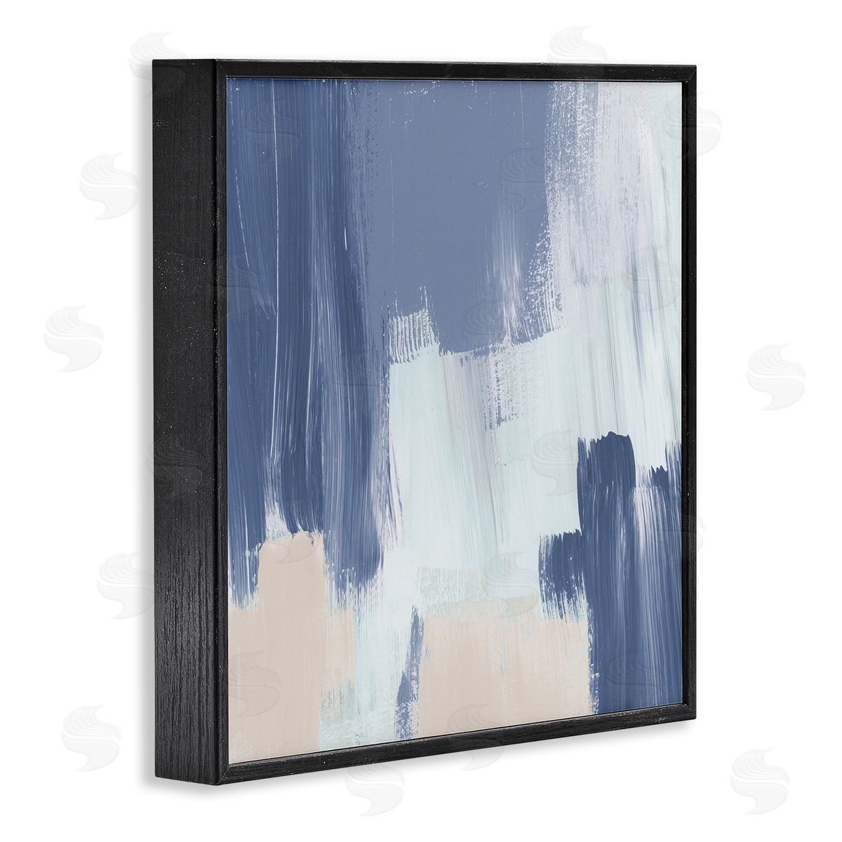 Restless Blue Mind Abstract Black Frame Print Wall Art, Home Decor by Lucille Price