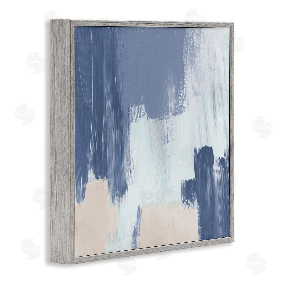 Restless Blue Mind Abstract Grey Frame Print Wall Art, Home Decor by Lucille Price