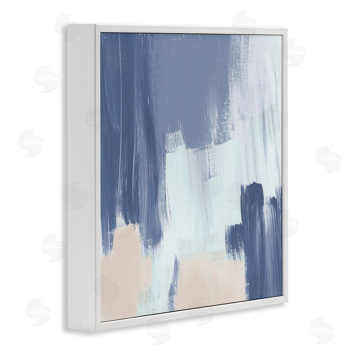 Restless Blue Mind Abstract White Frame Print Wall Art, Home Decor by Lucille Price