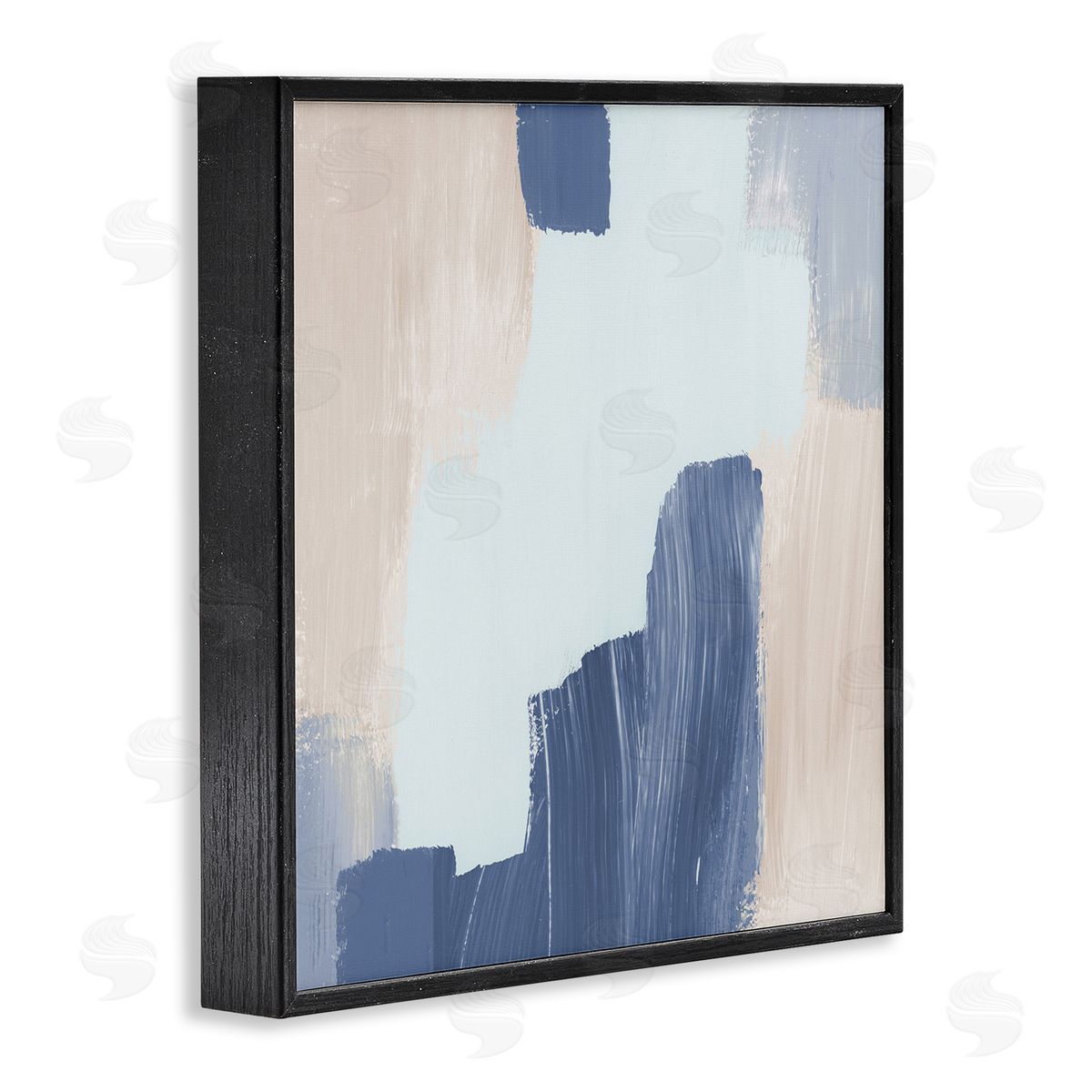 Blue Layered Paint Strokes Black Frame Print Wall Art, Home Decor by Lucille Price
