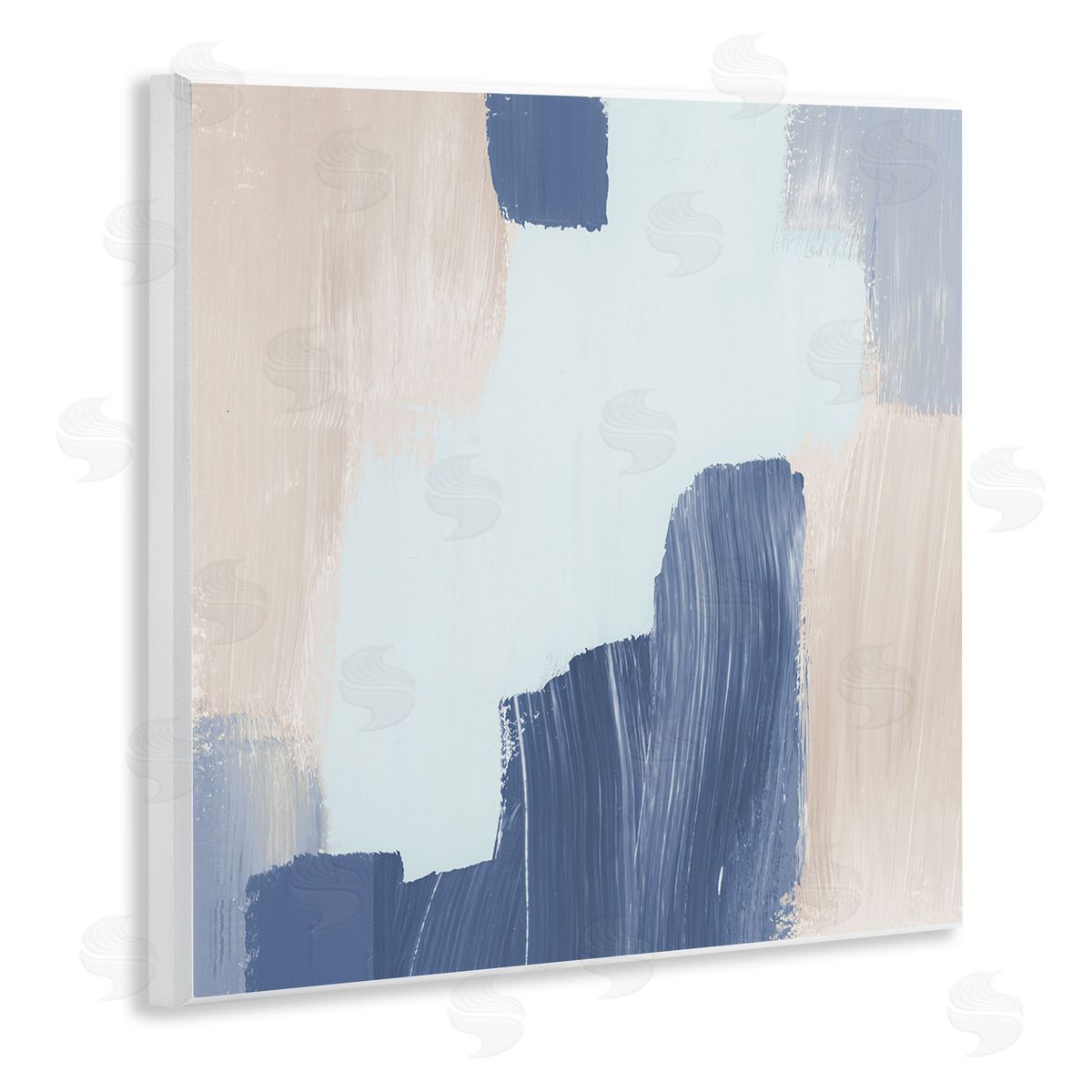 Blue Layered Paint Strokes Wood Plaque Wall Art, Home Decor by Lucille Price