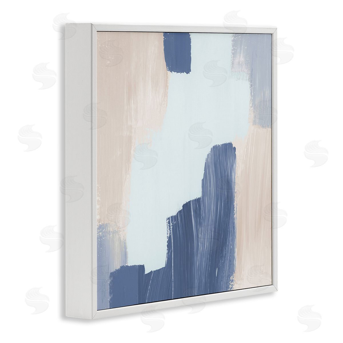Blue Layered Paint Strokes White Frame Print Wall Art, Home Decor by Lucille Price