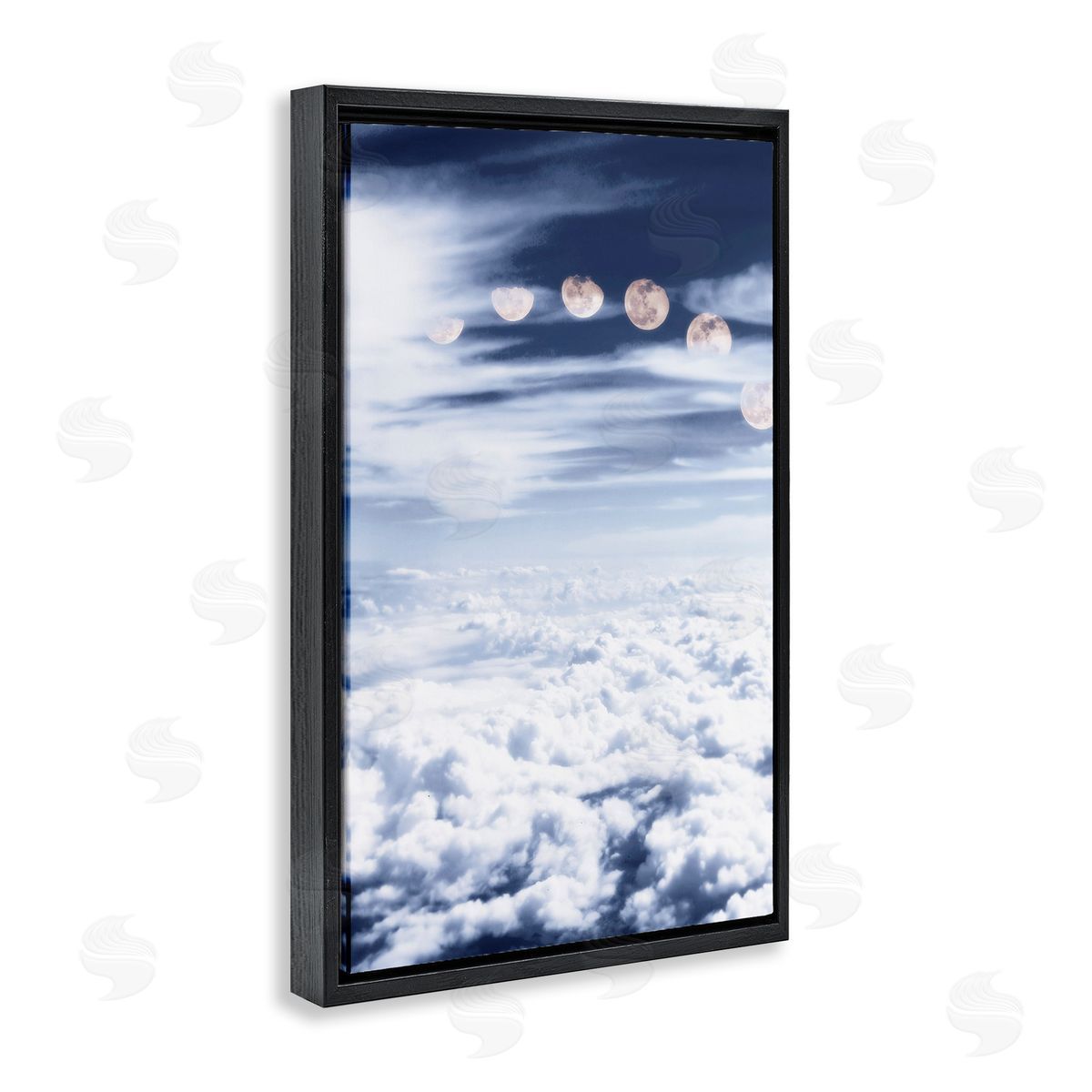 Moon Phases Over Clouds Black Floating Frame Canvas Wall Art, Home Decor by Sundance Group