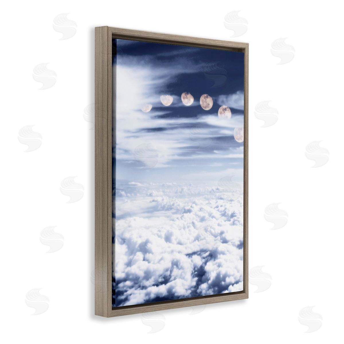 Moon Phases Over Clouds Brown Floating Frame Canvas Wall Art, Home Decor by Sundance Group