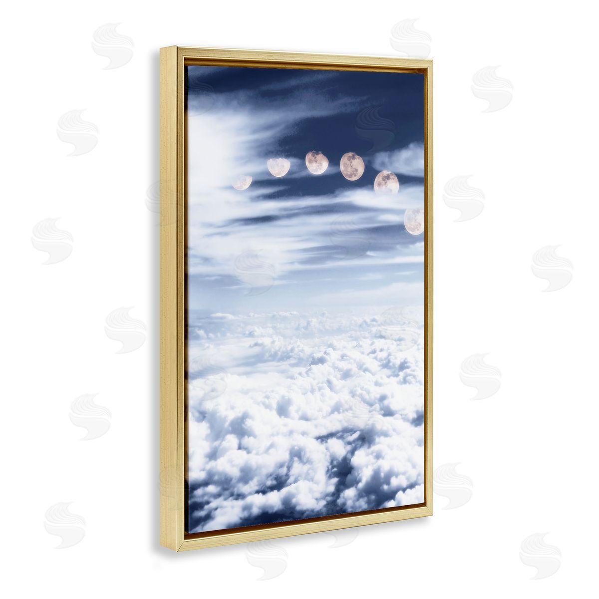Moon Phases Over Clouds Gold Floating Frame Canvas Wall Art, Home Decor by Sundance Group