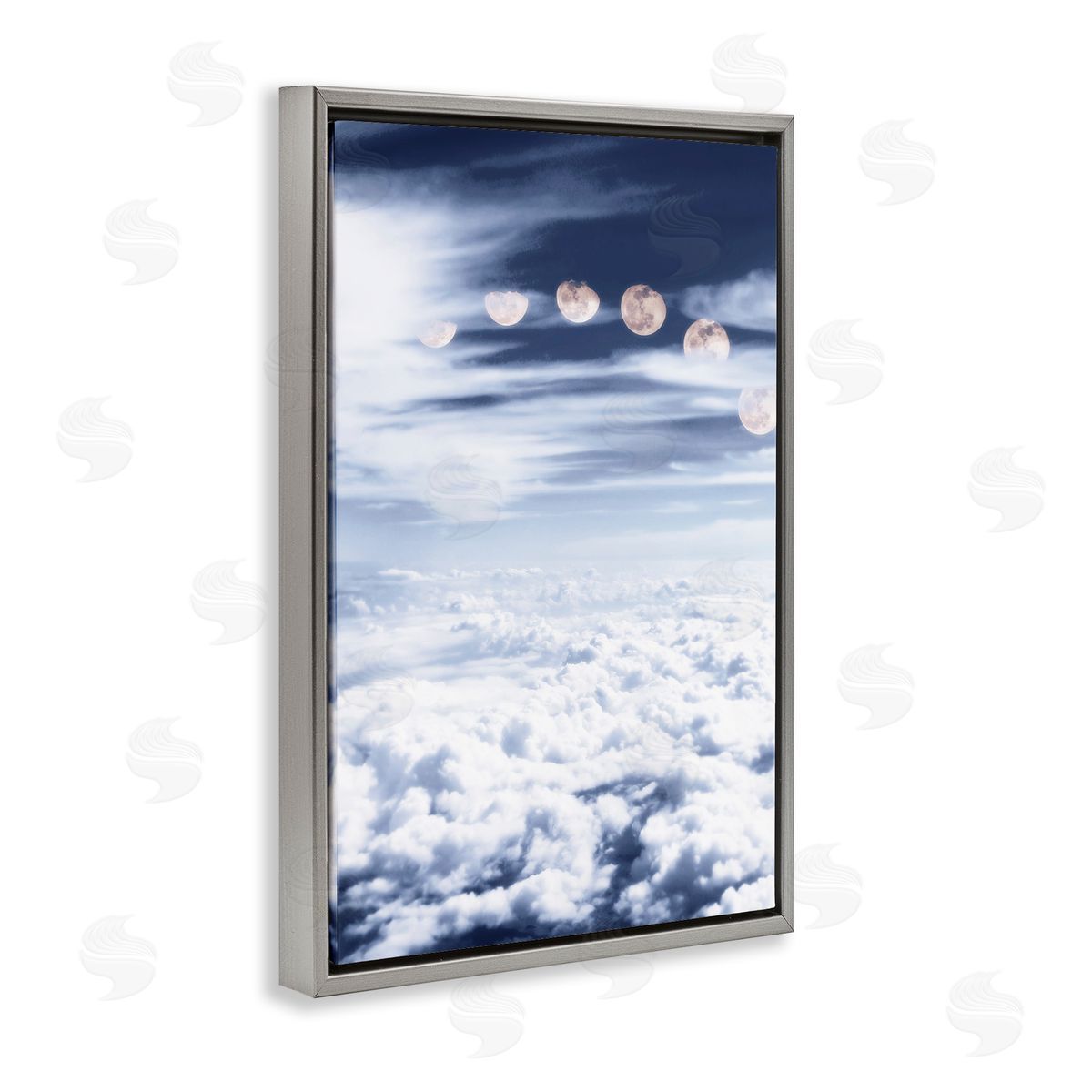 Moon Phases Over Clouds Grey Floating Frame Canvas Wall Art, Home Decor by Sundance Group