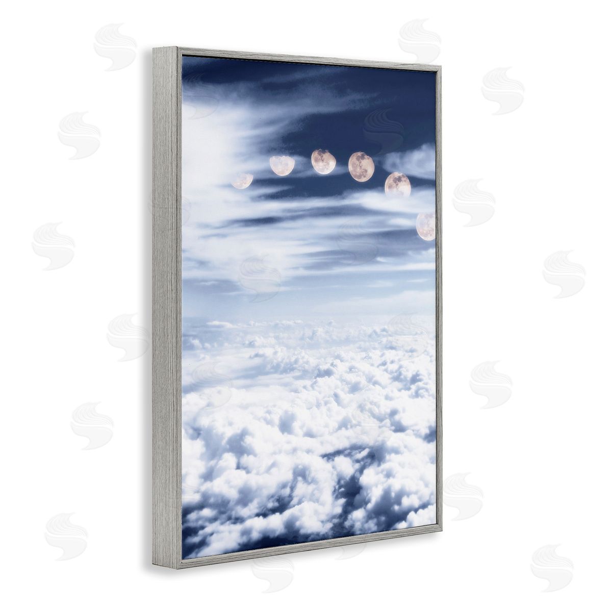 Moon Phases Over Clouds Grey Frame Print Wall Art, Home Decor by Sundance Group