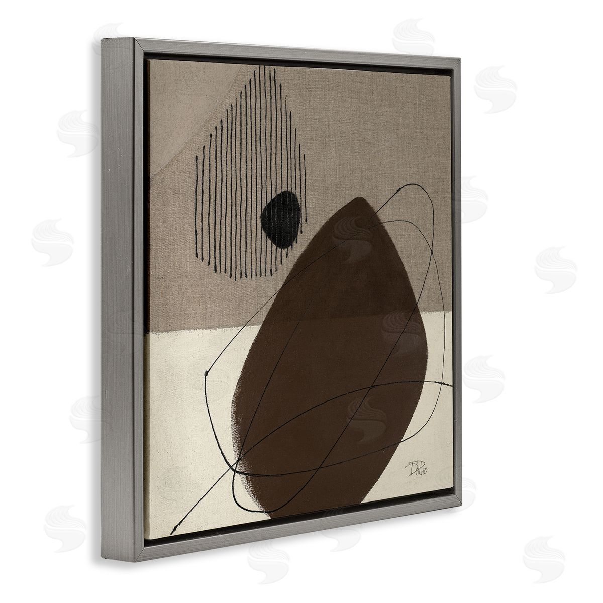 Hidden Lines Abstraction Grey Floating Frame Canvas Wall Art, Home Decor by Patricia Pinto