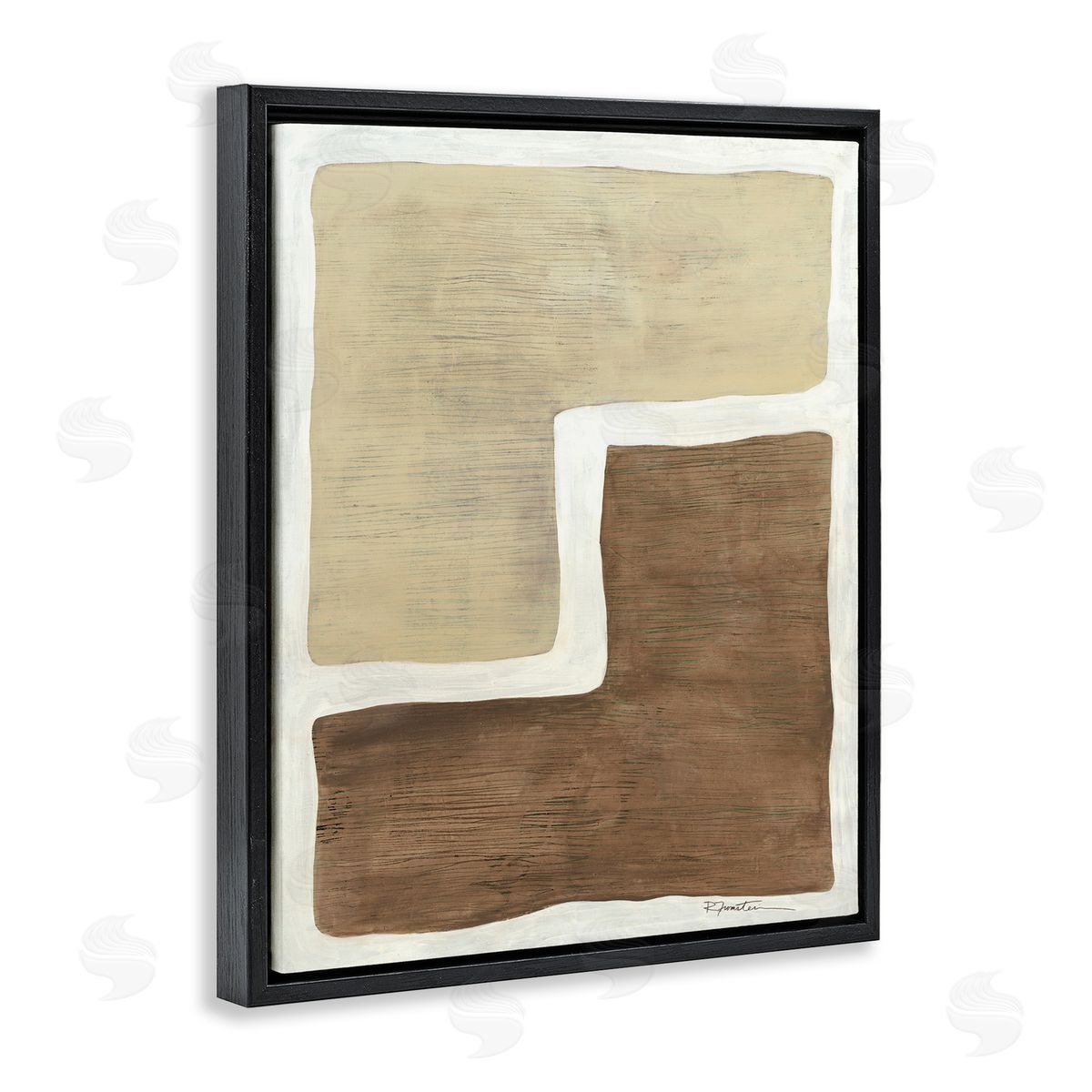 Boho Symmetrical Shapes Black Floating Frame Canvas Wall Art, Home Decor by Ruth Fromstein