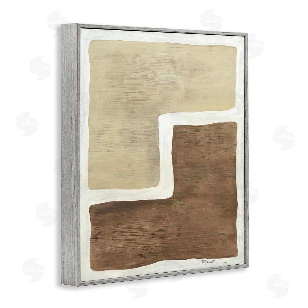 Boho Symmetrical Shapes Grey Frame Print Wall Art, Home Decor by Ruth Fromstein