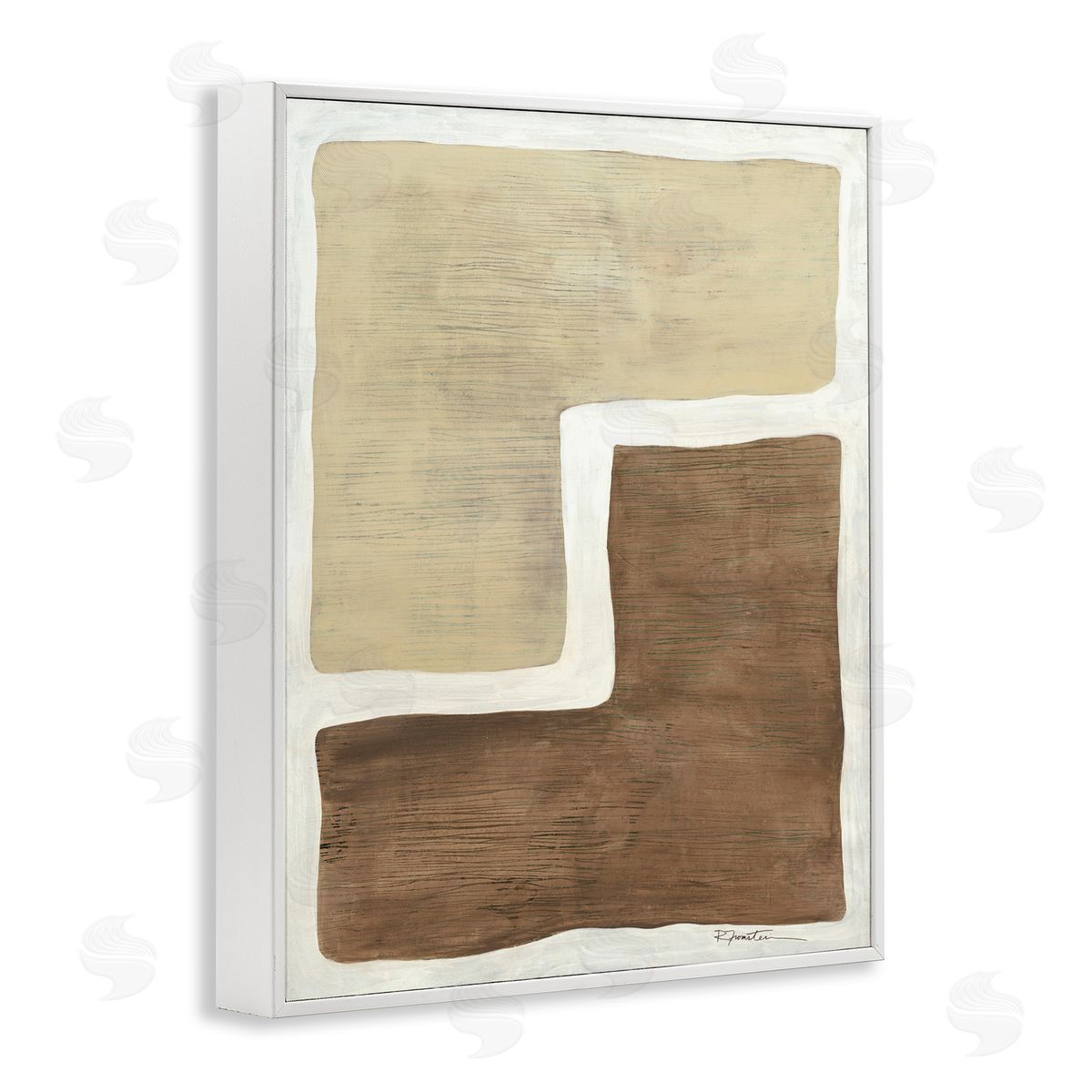 Boho Symmetrical Shapes White Frame Print Wall Art, Home Decor by Ruth Fromstein