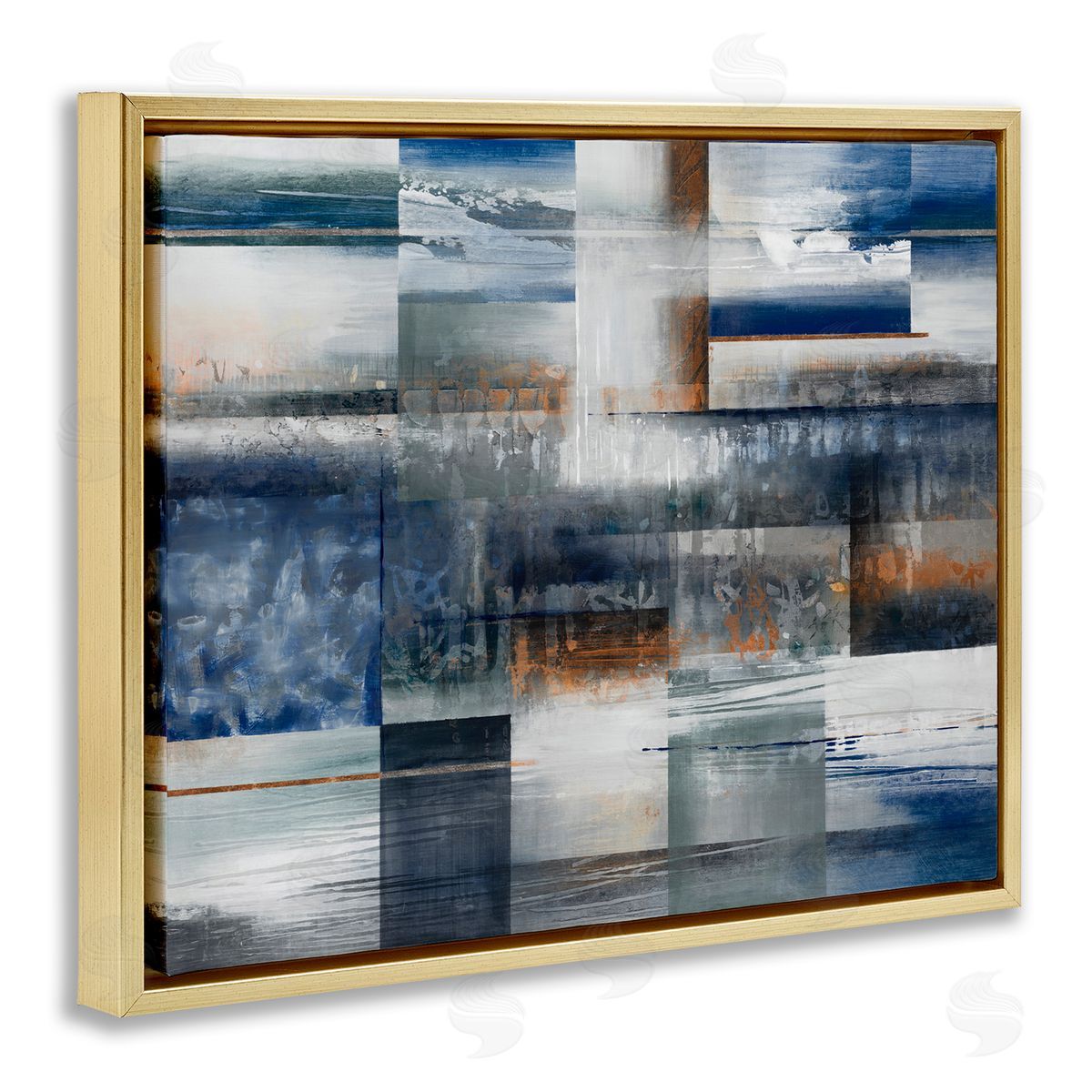 Nautical and Nature Collage Gold Floating Frame Canvas Wall Art, Home Decor by K. Nari