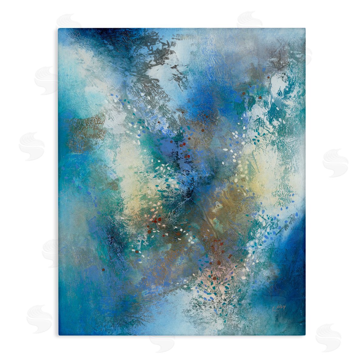 Fluid Blue Abstraction Canvas Wall Art, Home Decor by K. Nari
