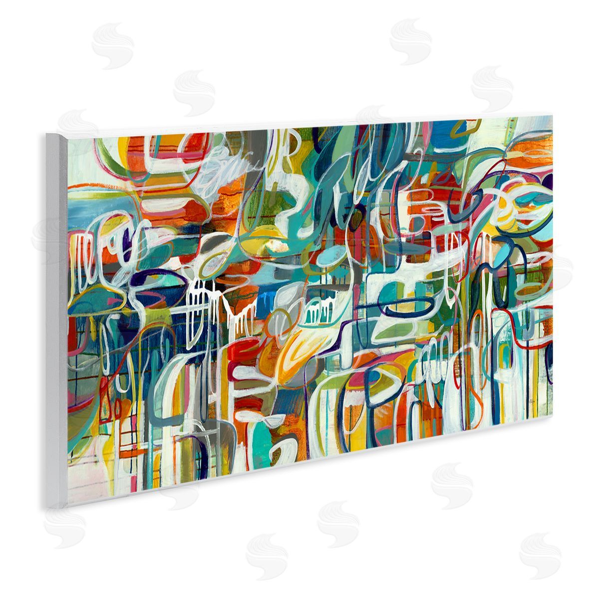 Chaotic Doodle Shapes Wood Plaque Wall Art, Home Decor by Lisa Ridgers