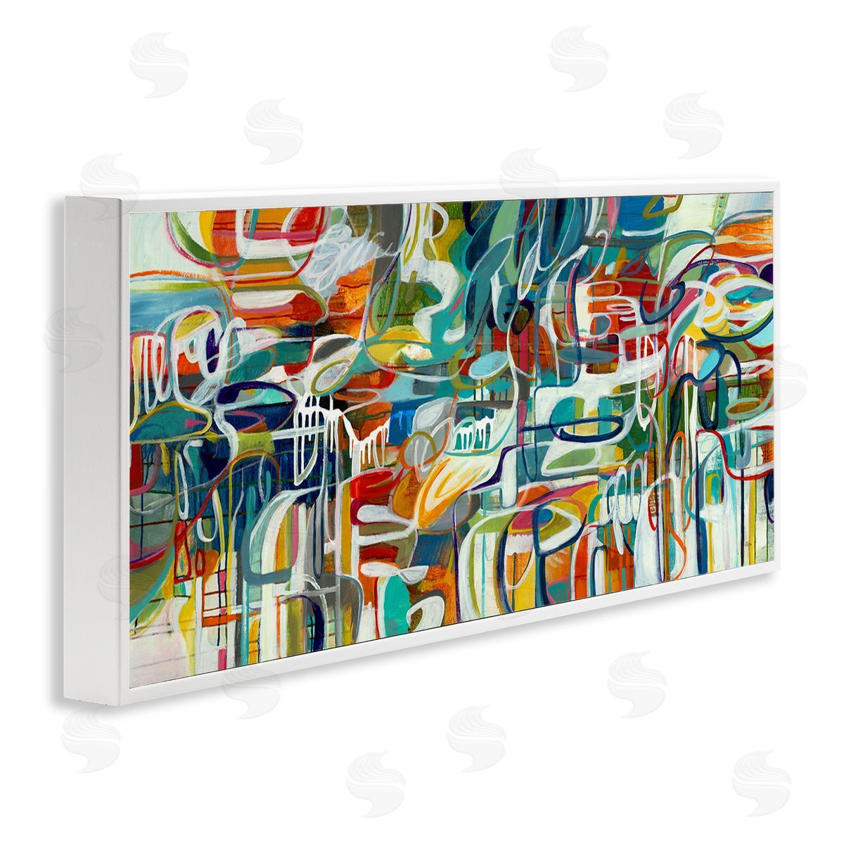 Chaotic Doodle Shapes White Frame Print Wall Art, Home Decor by Lisa Ridgers