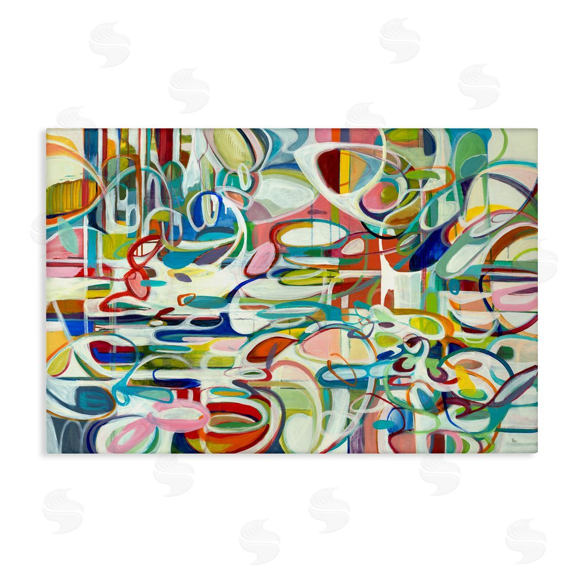 Round Geometric Pattern Canvas Wall Art, Home Decor by Lisa Ridgers