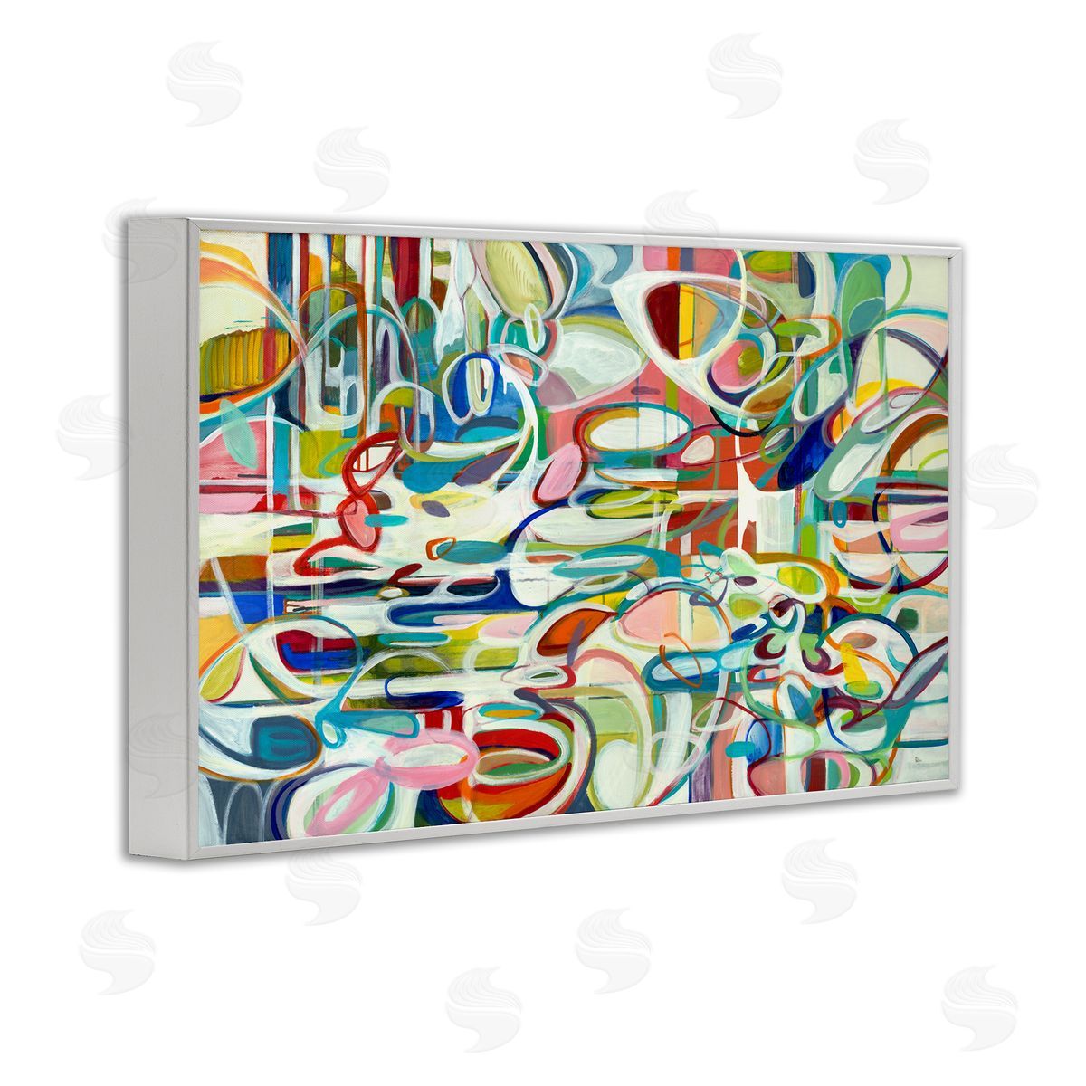 Round Geometric Pattern White Frame Print Wall Art, Home Decor by Lisa Ridgers