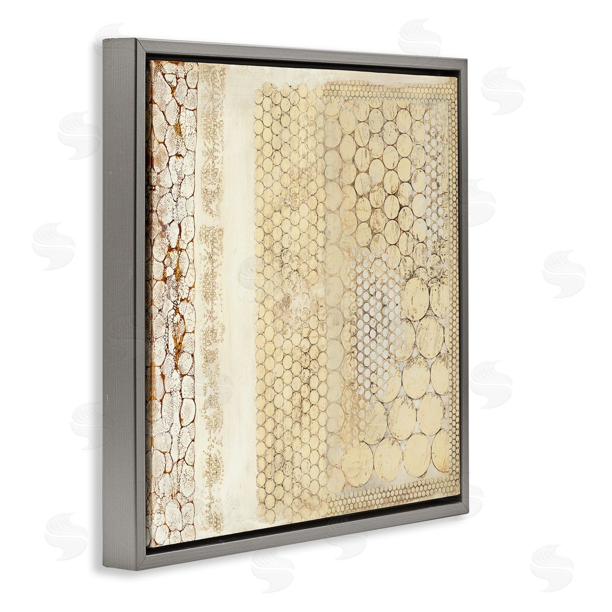 Rustic Country Geometric Grey Floating Frame Canvas Wall Art, Home Decor by Laura Van Horne