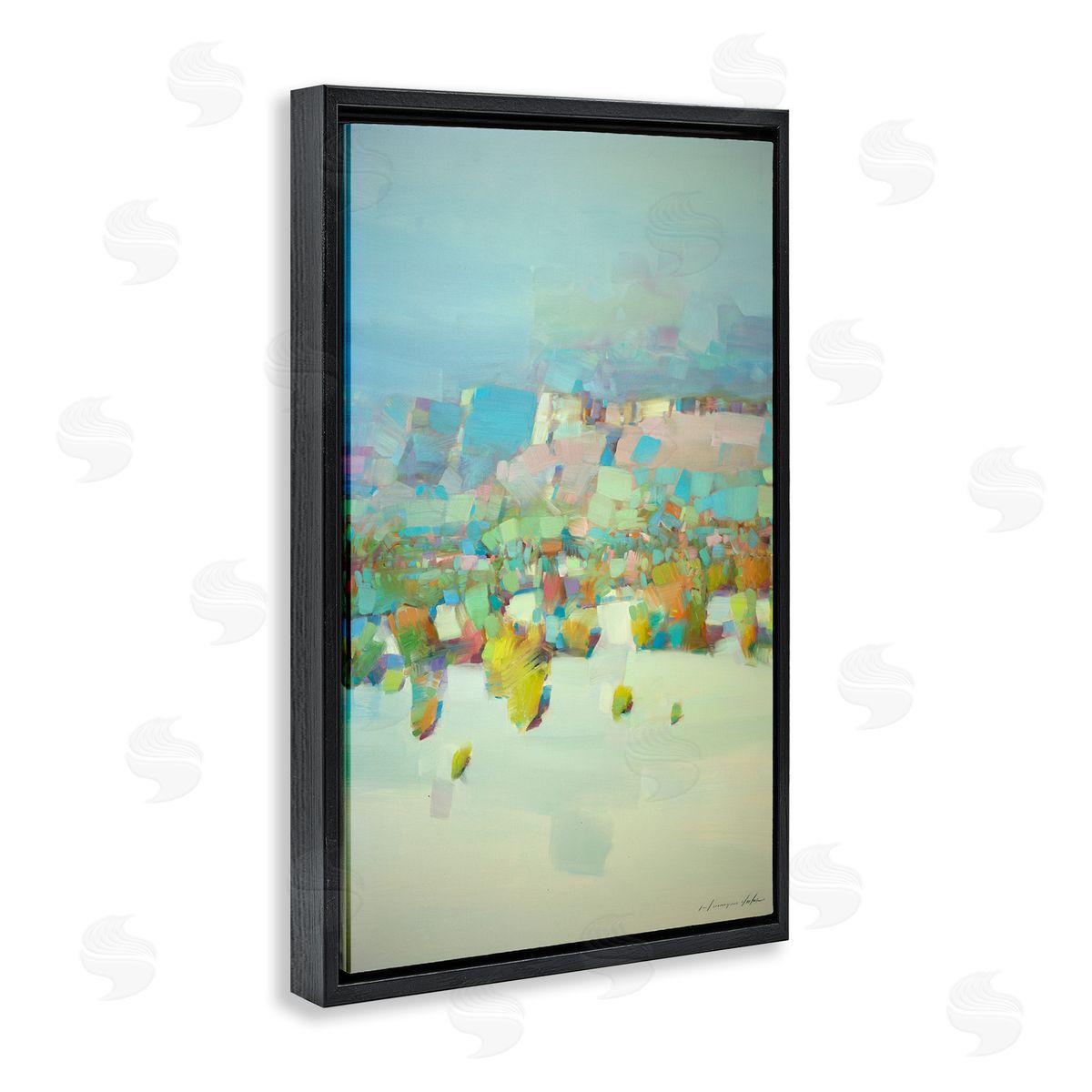 Contemporary Beach Landscape Black Floating Frame Canvas Wall Art, Home Decor by Vahe Yeremyan