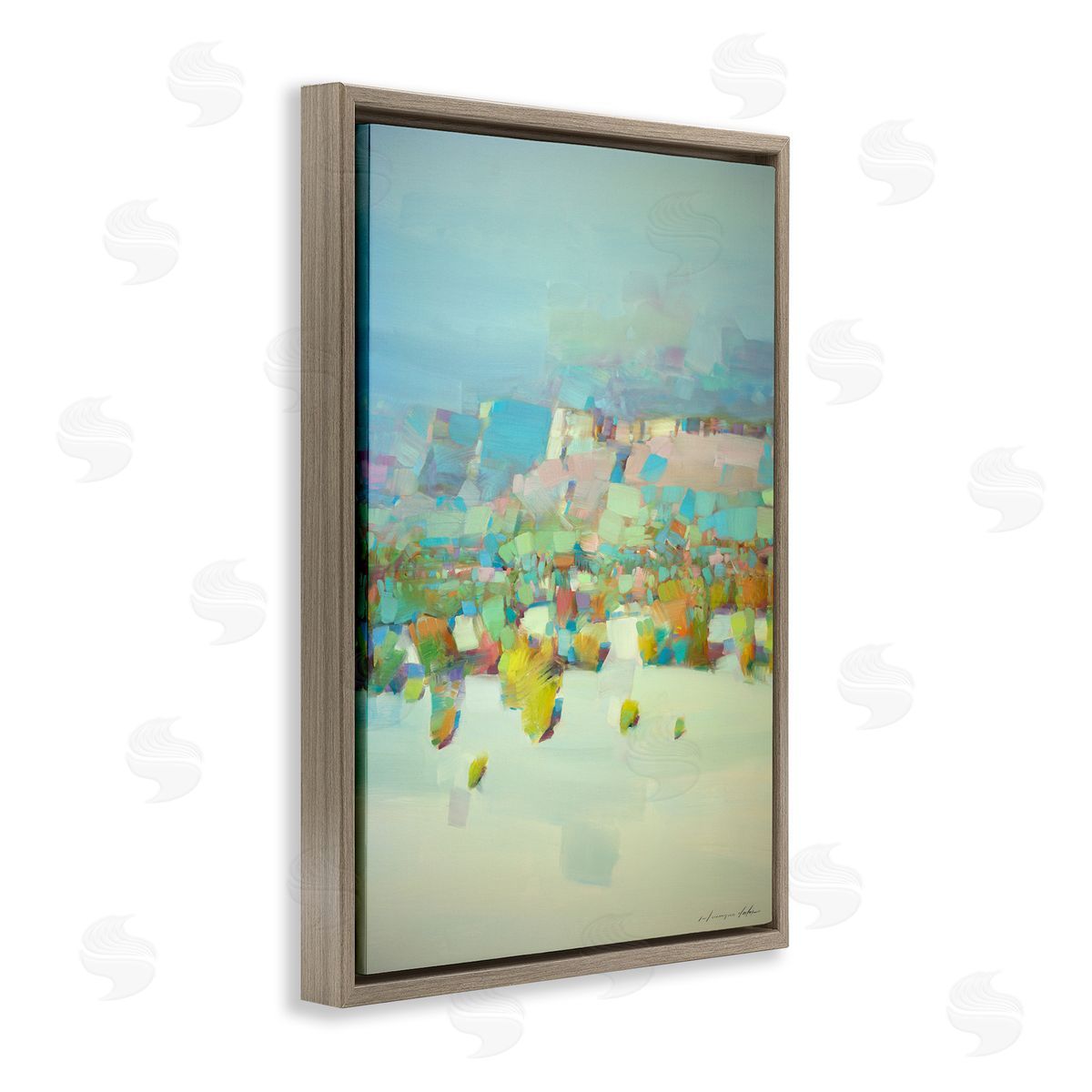 Contemporary Beach Landscape Brown Floating Frame Canvas Wall Art, Home Decor by Vahe Yeremyan