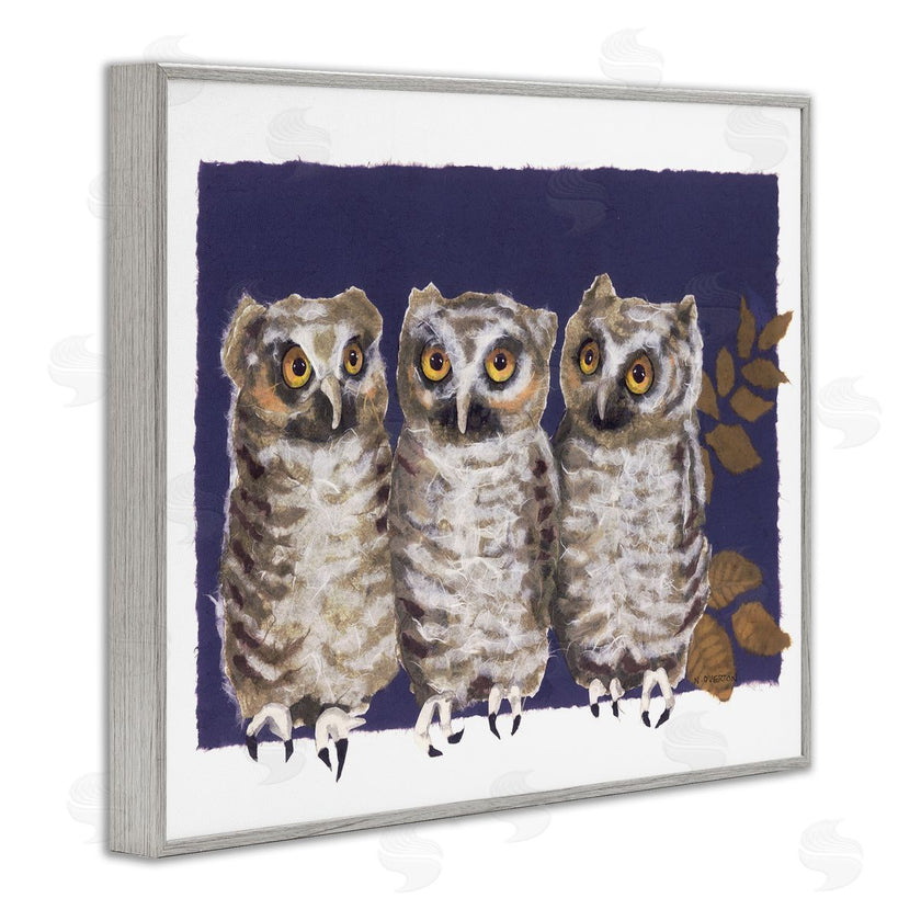 Nancy Overton | Owl Trio and Leaves