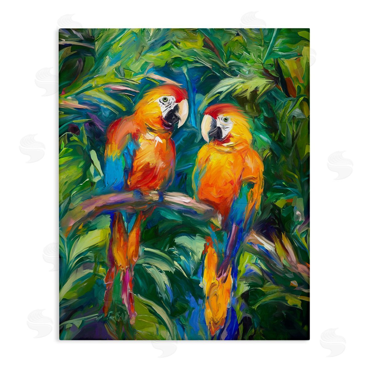 Rainforest Parrot Branch Canvas Wall Art, Home Decor by Ramona Murdock