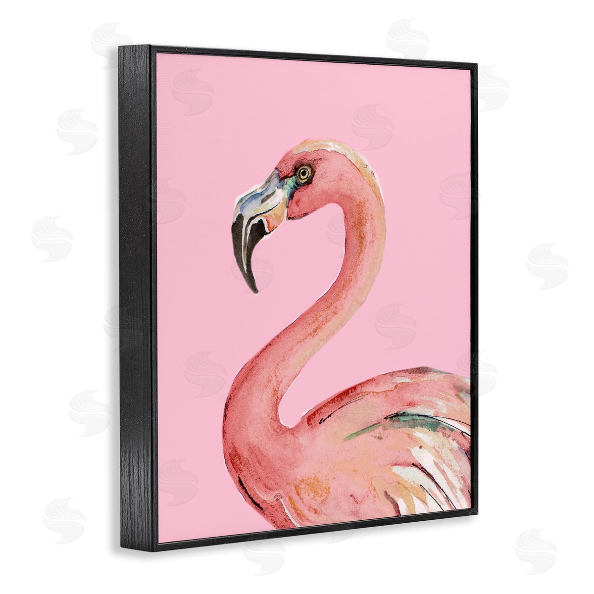 Flamingo On Pink Black Frame Print Wall Art, Home Decor by Patricia Pinto