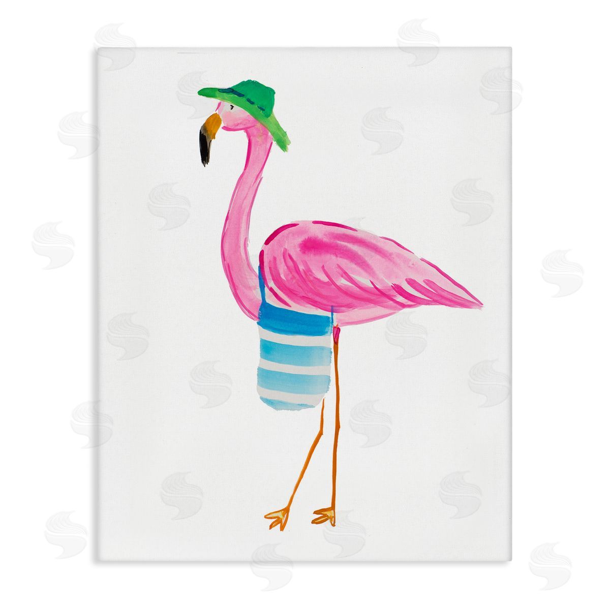 Flamingo with Beach Tote Canvas Wall Art, Home Decor by Julie DeRice