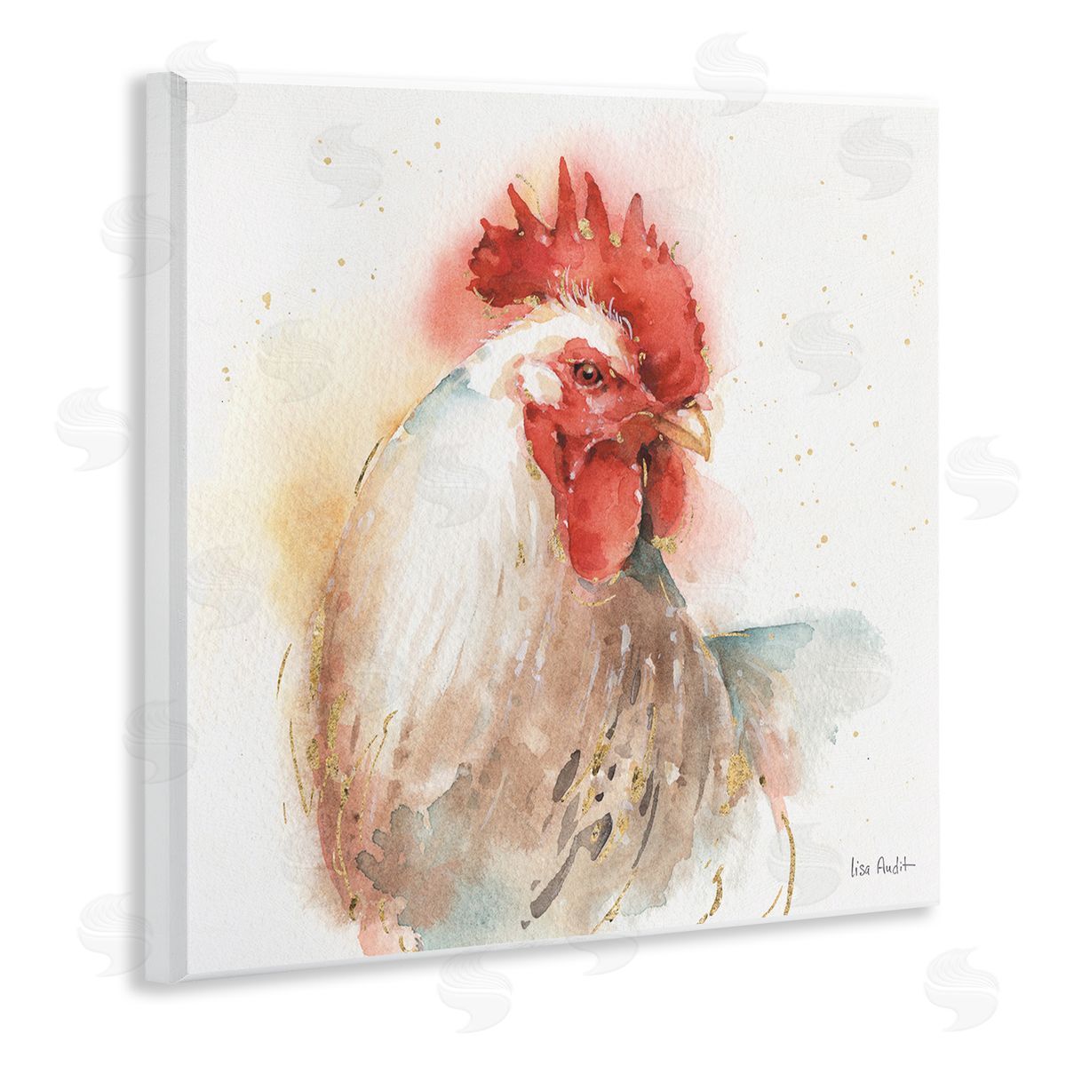 Hen with Watercolor Splash Wood Plaque Wall Art, Home Decor by Lisa Audit