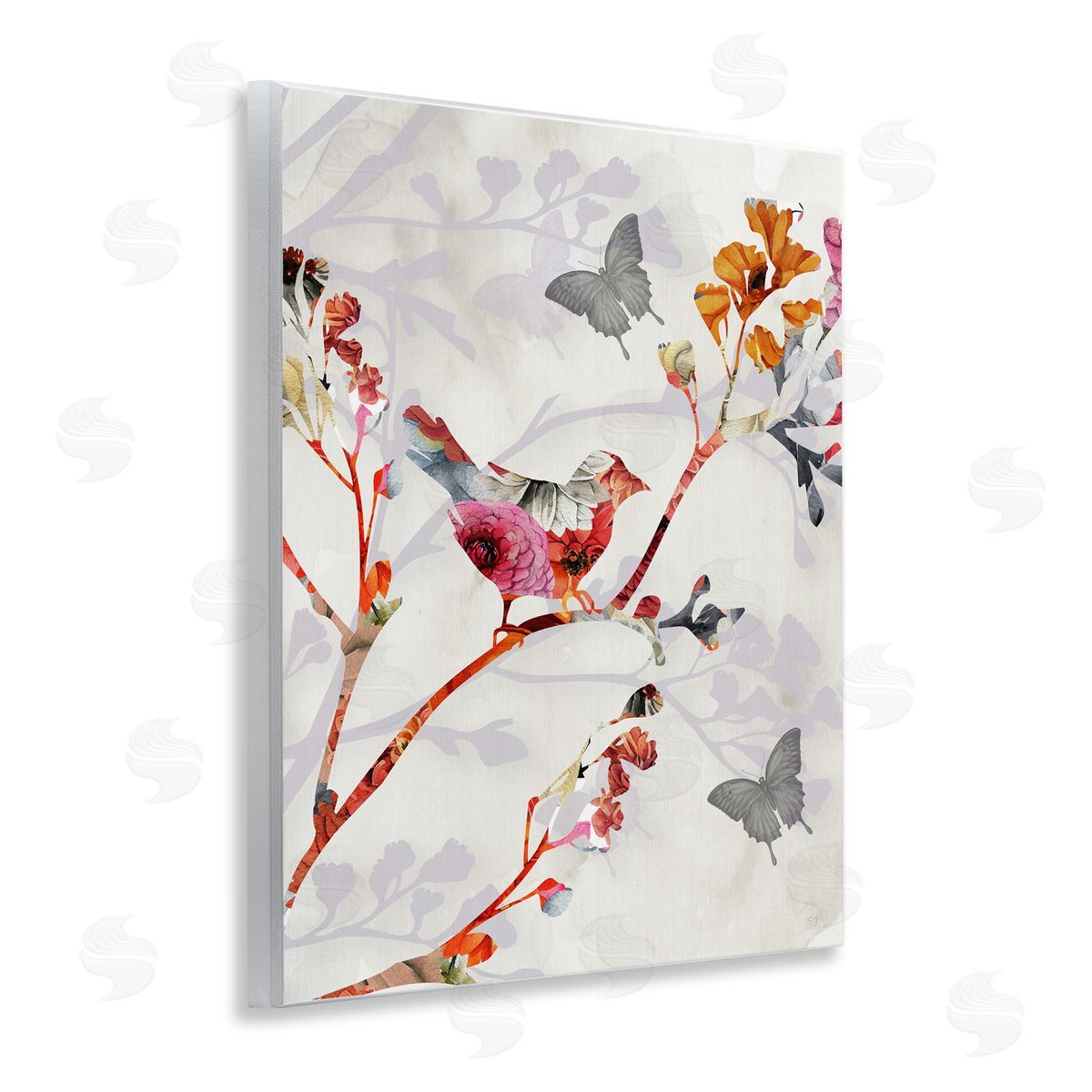 Birds and Butterflies Nature Wood Plaque Wall Art, Home Decor by Susan Jill