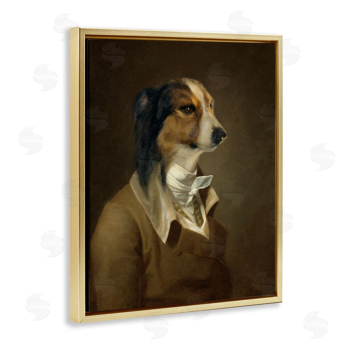 Classic Attire Dog Portrait Gold Floating Frame Canvas Wall Art, Home Decor by CAD Designs