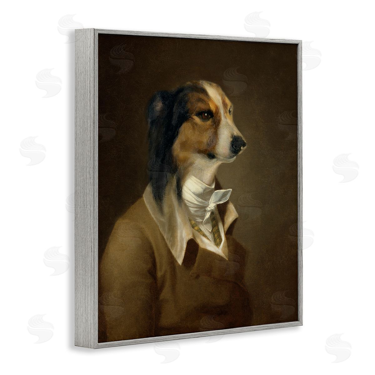 Classic Attire Dog Portrait Grey Frame Print Wall Art, Home Decor by CAD Designs