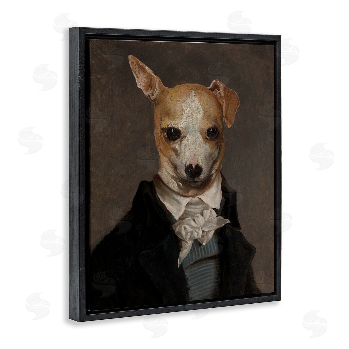 Classic Portrait Chihuahua Black Floating Frame Canvas Wall Art, Home Decor by CAD Designs