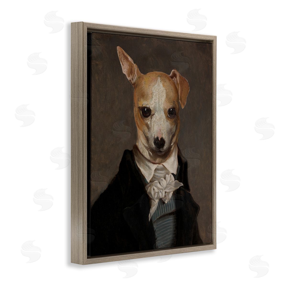Classic Portrait Chihuahua Brown Floating Frame Canvas Wall Art, Home Decor by CAD Designs