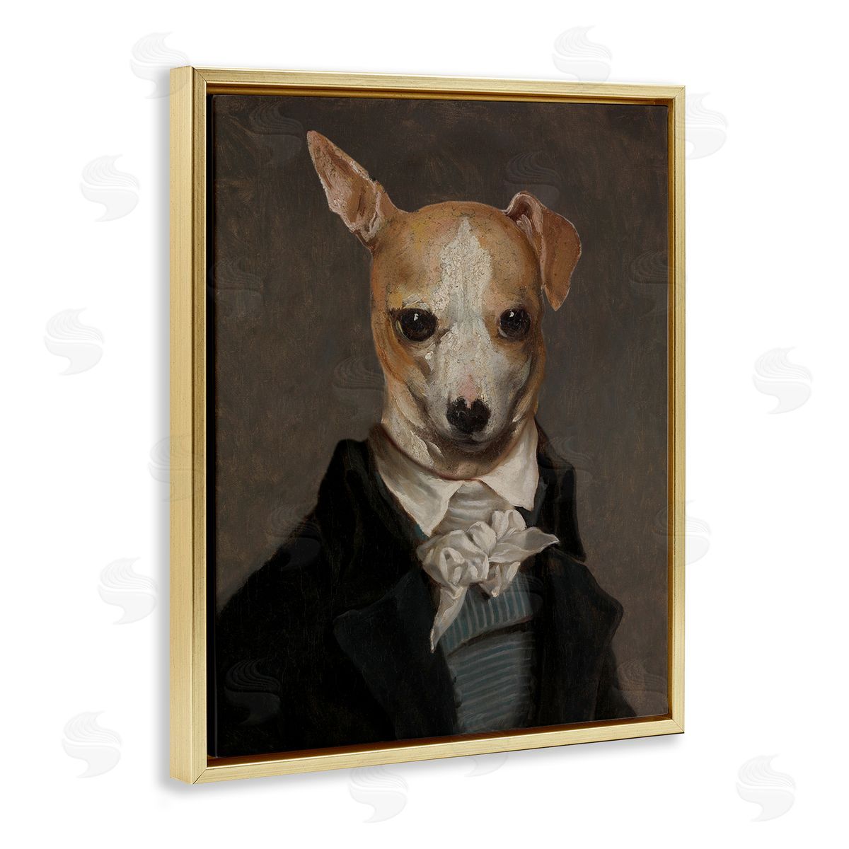 Classic Portrait Chihuahua Gold Floating Frame Canvas Wall Art, Home Decor by CAD Designs