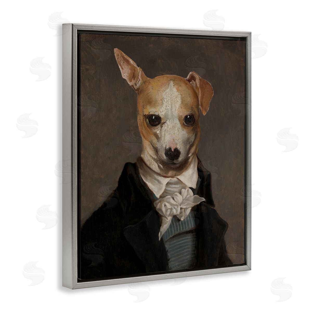 Classic Portrait Chihuahua Grey Floating Frame Canvas Wall Art, Home Decor by CAD Designs