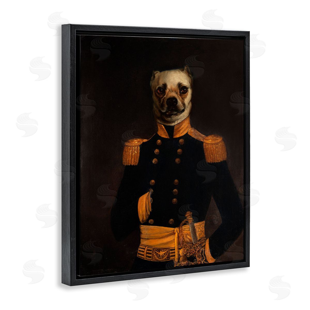 Colonial Military Dog Black Floating Frame Canvas Wall Art, Home Decor by CAD Designs