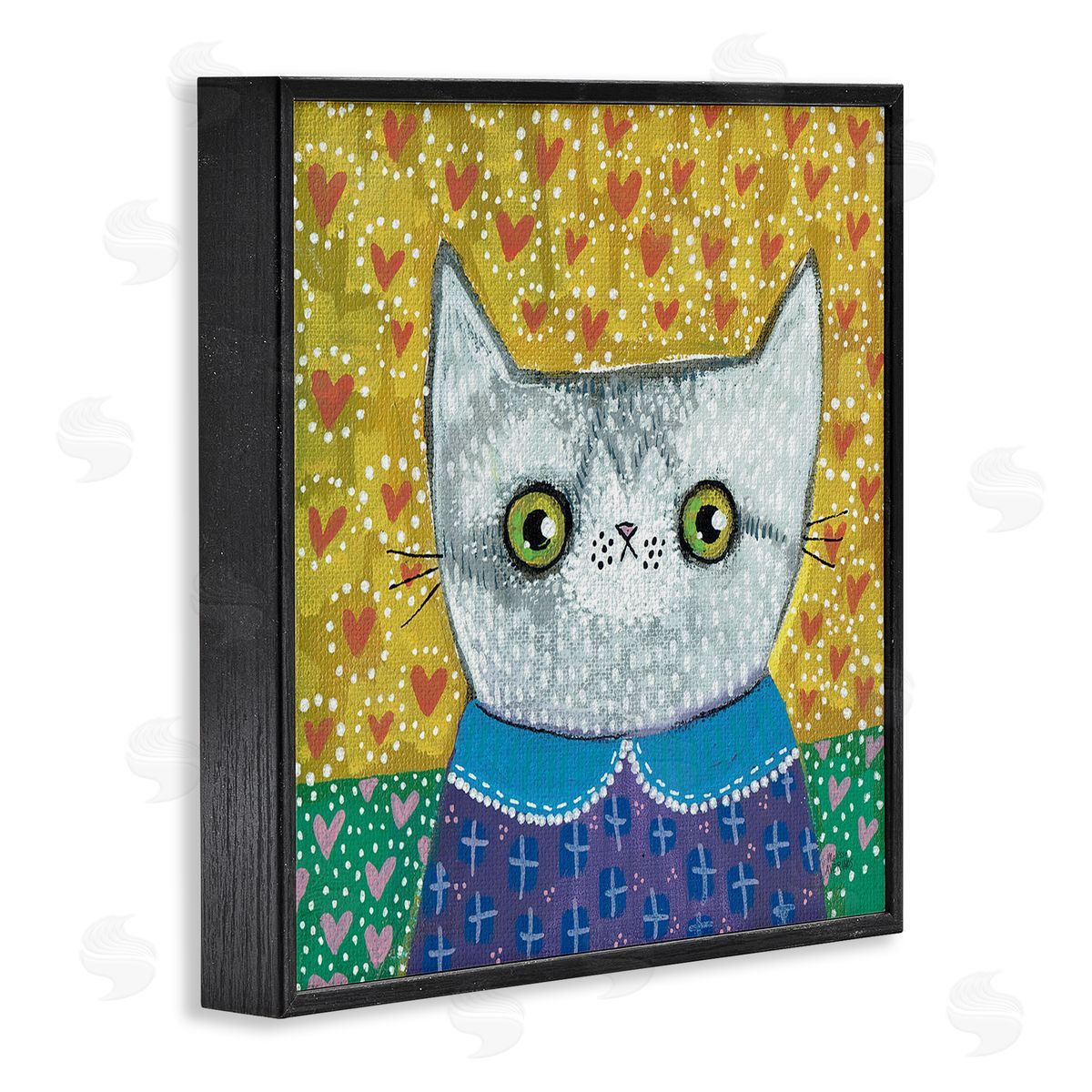 Kitten with Fun Patterns Black Frame Print Wall Art, Home Decor by Melissa Averinos