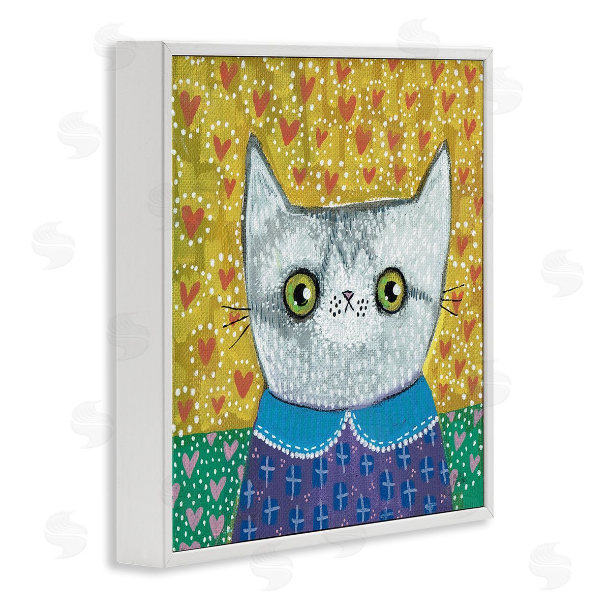 Kitten with Fun Patterns White Frame Print Wall Art, Home Decor by Melissa Averinos