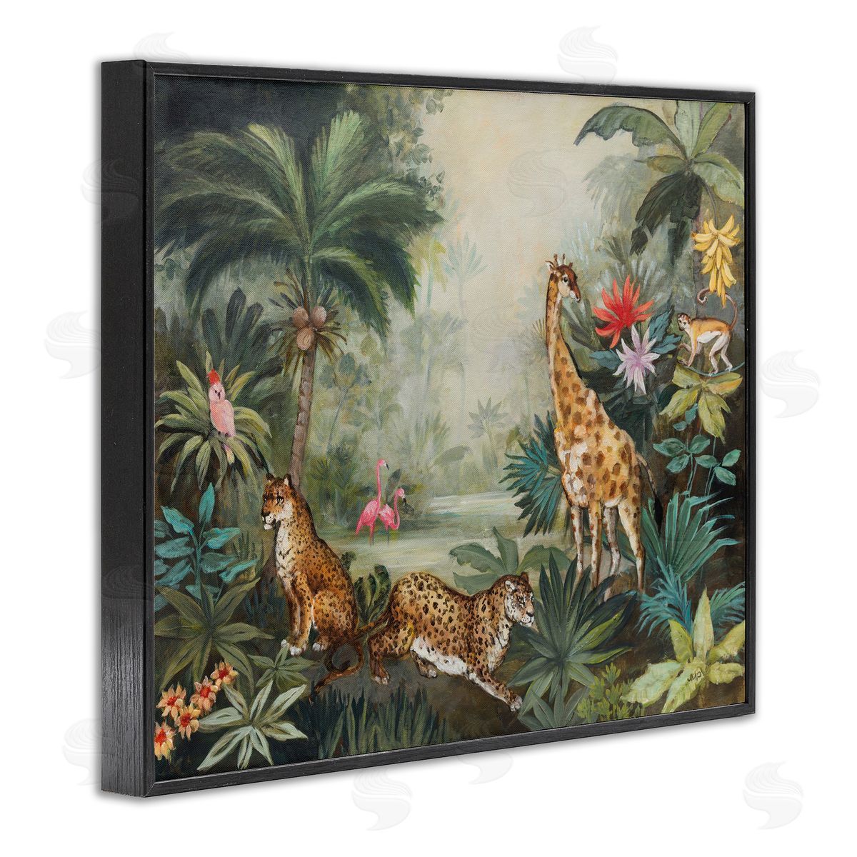 Tropical Animals in Jungle Black Frame Print Wall Art, Home Decor by Julia Purinton