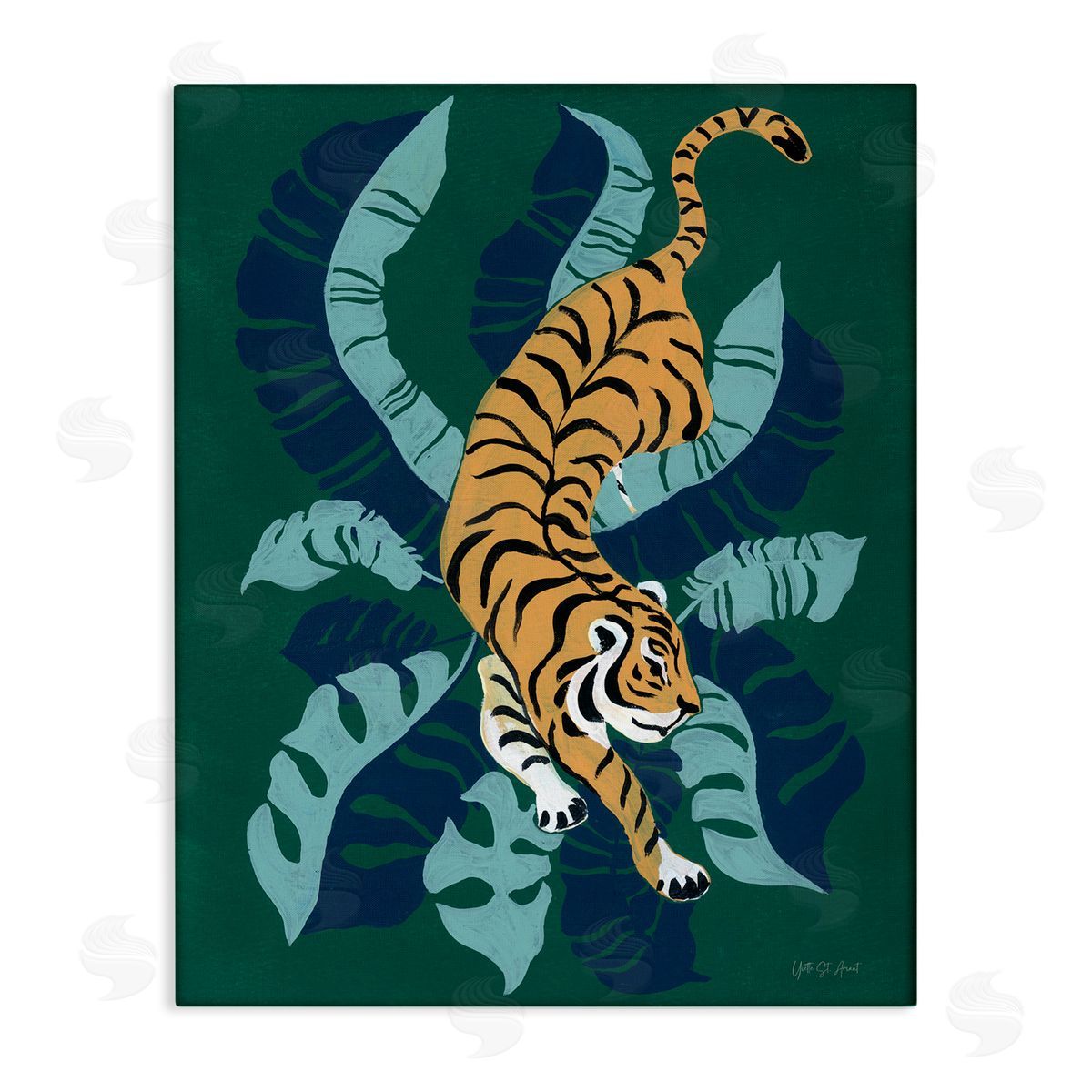 Tiger Prowling over Palms Canvas Wall Art, Home Decor by Yvette St. Amant