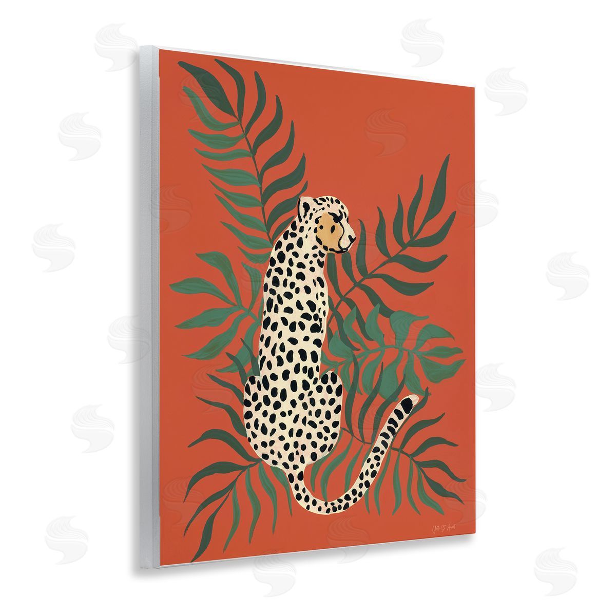 Leopard and Palm Leaves Wood Plaque Wall Art, Home Decor by Yvette St. Amant