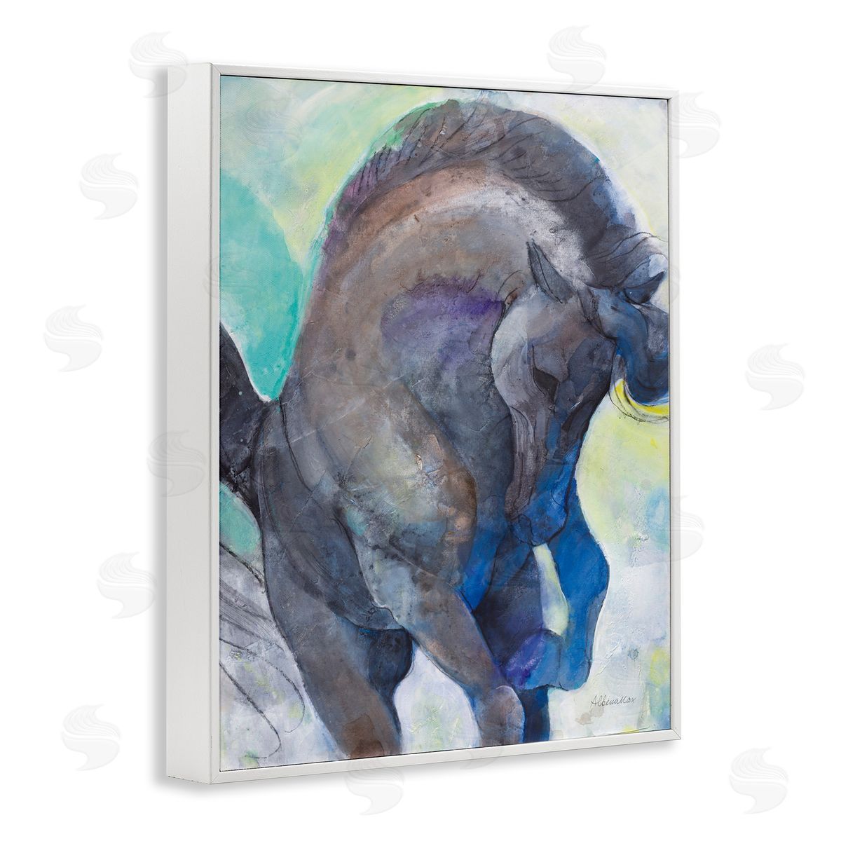 Royal Splendor Stallion White Frame Print Wall Art, Home Decor by Albena Hristova