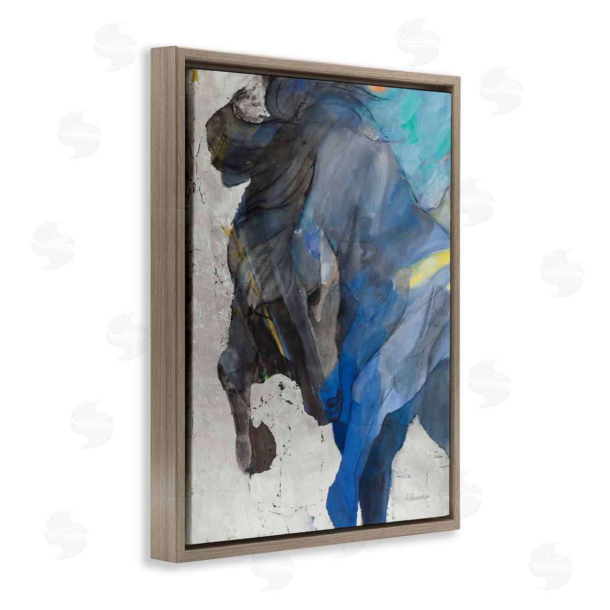 Majestic Valor Stallion Brown Floating Frame Canvas Wall Art, Home Decor by Albena Hristova