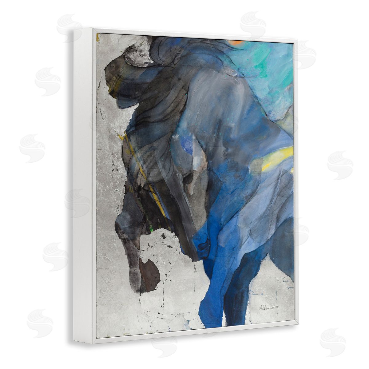 Majestic Valor Stallion White Frame Print Wall Art, Home Decor by Albena Hristova