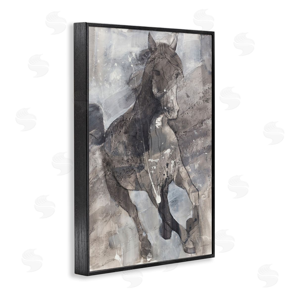 Free Spirit Stallion Black Frame Print Wall Art, Home Decor by Albena Hristova