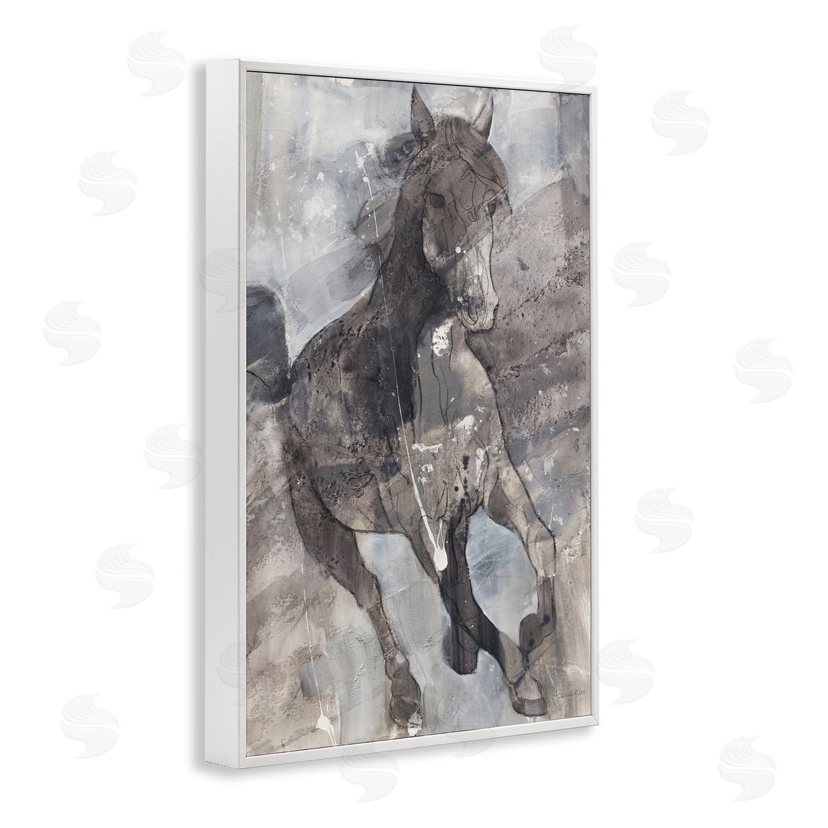 Free Spirit Stallion White Frame Print Wall Art, Home Decor by Albena Hristova