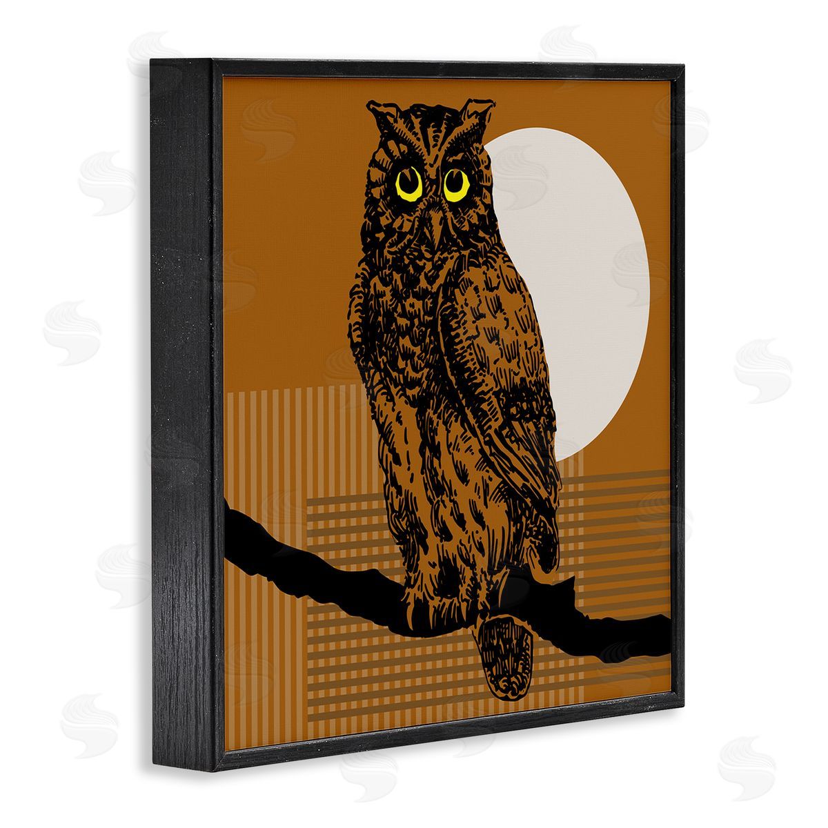 Owl Perched with Moon Black Frame Print Wall Art, Home Decor by Regina Moore