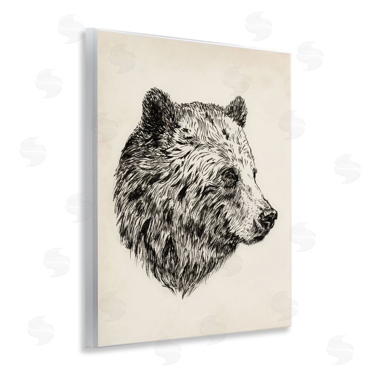 Rustic Bear Drawing Wood Plaque Wall Art, Home Decor by Victoria Barnes